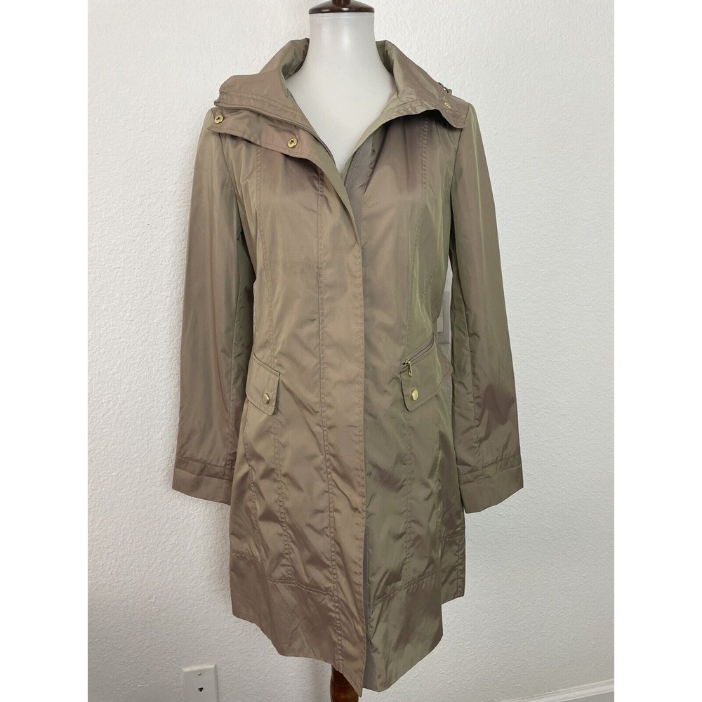 Cole Haan Jacket Signature Women S Hooded Single Breast Zip Front‎ Brown